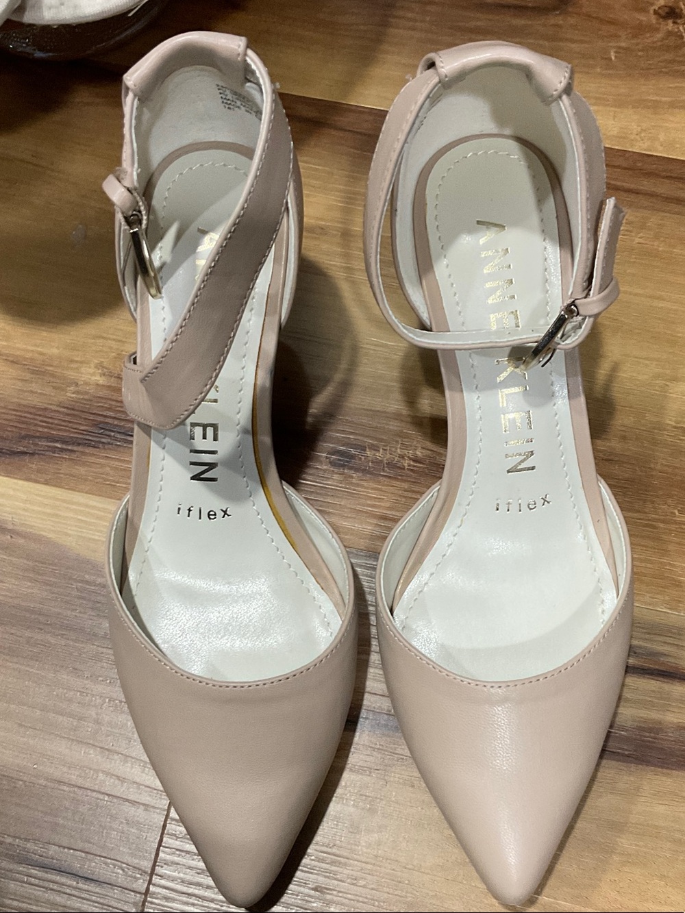 Anne Klein Blush Pointed Ankle-Strap Pumps